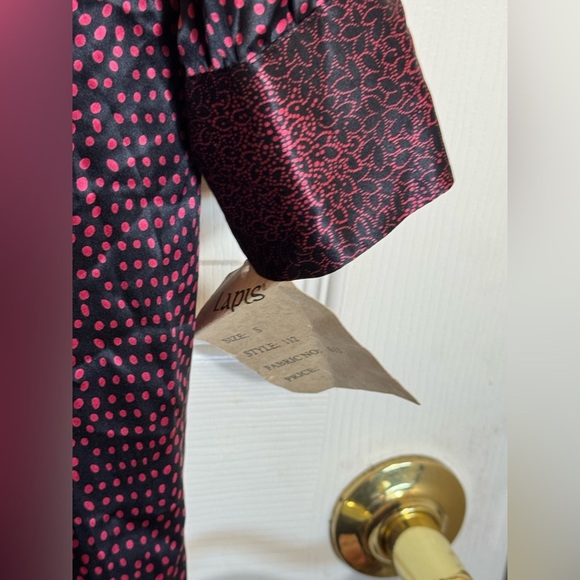 Shirt Dress Large Lapis Pink Polka Dot Black Long Vintage Apparel NWT - Picture 5 of 12